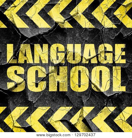 language school, black and yellow rough hazard stripes