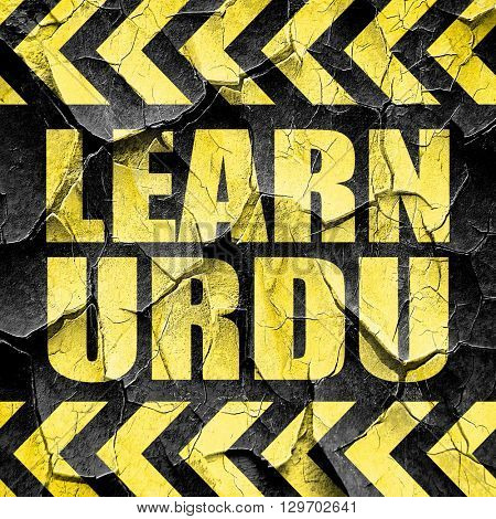 learn urdu, black and yellow rough hazard stripes