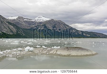 Glacial Bay on a Calm Day near the Pia Glacier in Tierra del Fuego in Patagonia