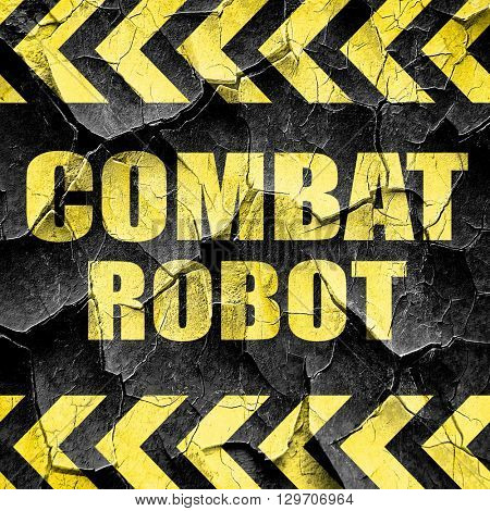 combat robot sign background, black and yellow rough hazard stri
