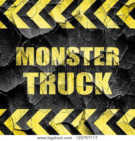 monster truck sign background, black and yellow rough hazard str