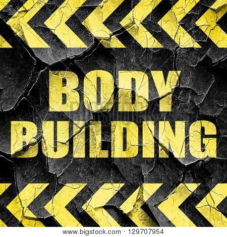 bodybuilding sign background, black and yellow rough hazard stri