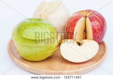 Three different kind of apples on white background, stock photo
