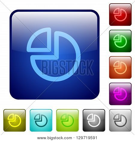 Set of color pie chart glass web buttons.