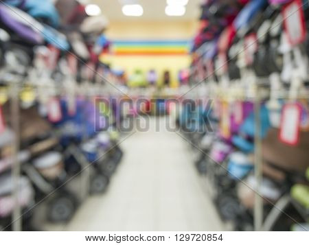 Blurred Of Kids Strollers Store Background