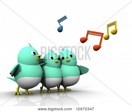 3D oiseau chanter