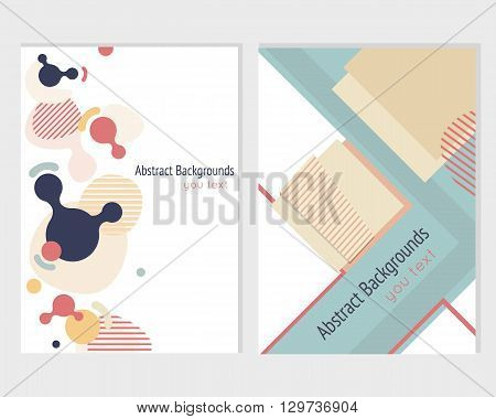 Set of geometric abstract modern colorful flyers, brochure templates, design elements, modern backgrounds