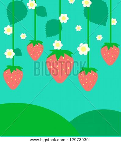 Cute cartoon flat style light strawberry background
