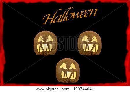 a view of three kiwi on Halloween Holiday
