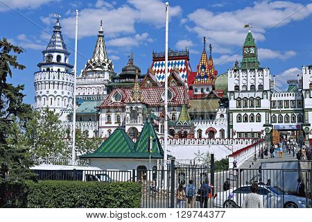 MOSCOW, RUSSIA - MAY 7, 2016: Izmailovskiy Kremlin in Moscow on a sunny day