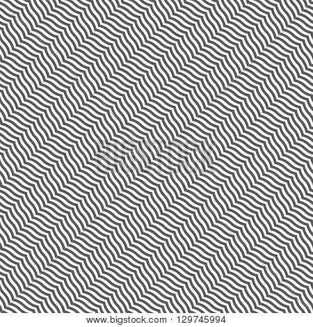 Diagonal seamless pattern. Modern stylish texture. Regularly repeating geometrical ornament with waved zigzag stripes. Vector abstract background
