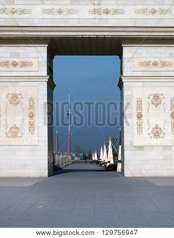 Shymkent, KAZAKHSTAN - January 26, 2016: Independence Arch, Shymkent, Kazakhstan