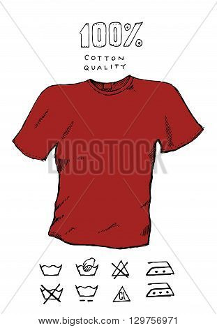 T-shirt template. Colorful hand drawn vector stock illustration