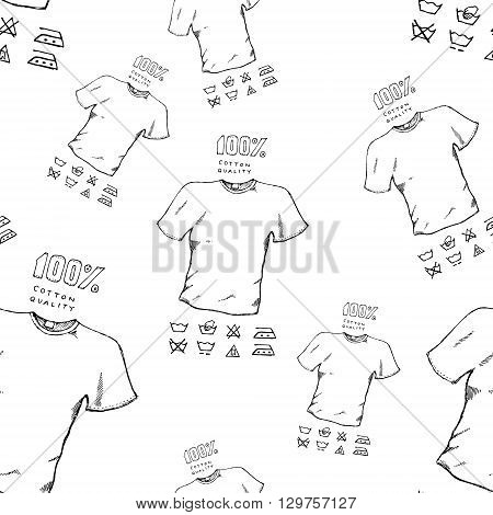 T-shirt seamless background pattern. Colorful hand drawn vector stock illustration