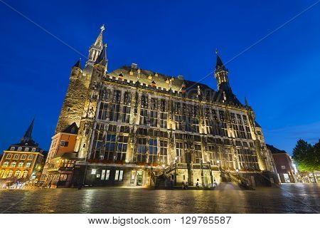 Old Aachen Town Hall At Night