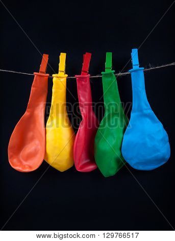 Unused Party Baloons on the Rope closeup
