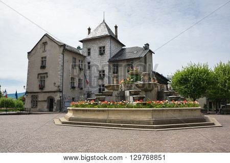 Street of french resort Aix-Les-Bains one of the important French spa towns