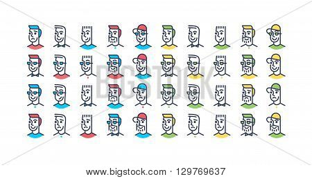 Line Art Design Men Icon Set