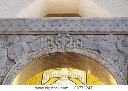 ZAGREB, CROATIA - JANUARY 31: Detail of ciborium in the church of Saint Blaise in Zagreb, Croatia on January 31, 2015