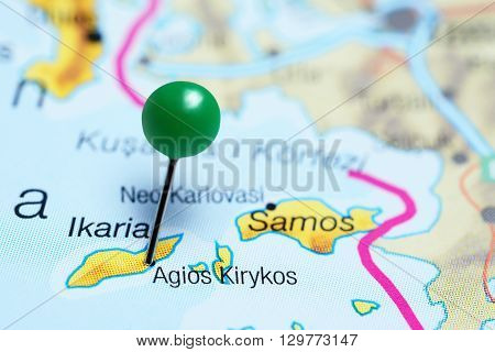 Agios Kirykos pinned on a map of Greece