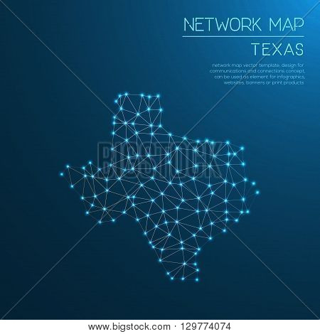 Texas Network Map. Abstract Polygonal Us State Map Design. Internet Connections Vector Illustration.
