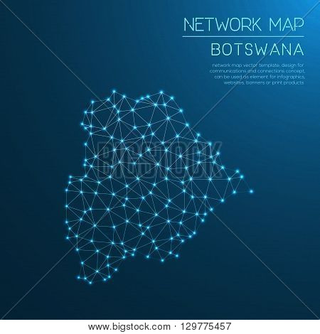 Botswana Network Map. Abstract Polygonal Map Design. Internet Connections Vector Illustration.