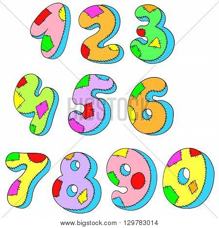A set of numbers. Figures pillows. Vector illustration