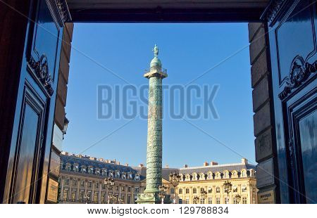 Paris France - September 29 2011: The column of Place Vendome