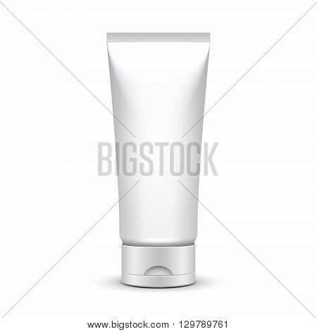 Tube Of Cream Or Gel Grayscale Silver White Clean. Product Packing Vector EPS10. Mock Up Template Ready For Your Design.
