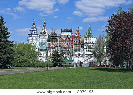 MOSCOW, RUSSIA - MAY 7, 2016: Izmailovskiy Kremlin in Moscow on a sunny day