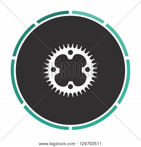 Sprockets Simple flat white vector pictogram on black circle. Illustration icon