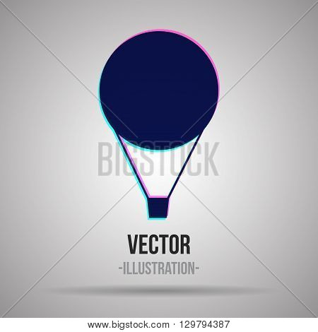 Air balloon stylized logo. Blue and violet silhouette. Vector Illustration.