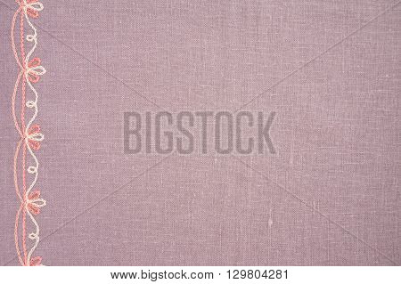 Linen napkin with hand-embroidered traditional folk ornament