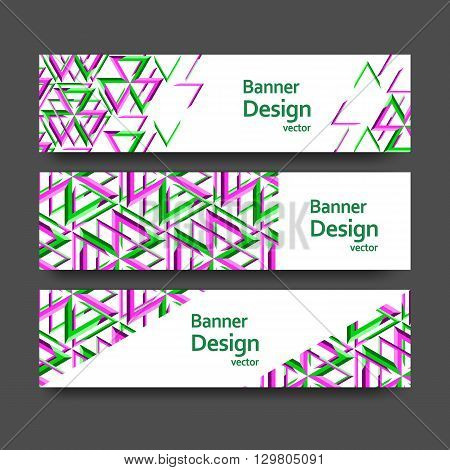 Abstract geometric banners. Vector templates with place for your text. Creative modern design with triangle pattern.