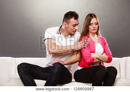Husband Trying To Apologize Wife. Disagreement.