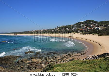 Azure blue pacific and Lighthouse Beach. Travel destination Port Macquarie Australia.