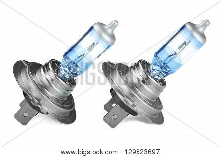 Two H7 High Power  Car Head Light Bulbs White Isolated