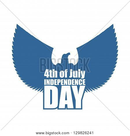 Independence Day Of America Emblem. Silhouette Of Eagle With Outstretched Wings. July 4 Usa National