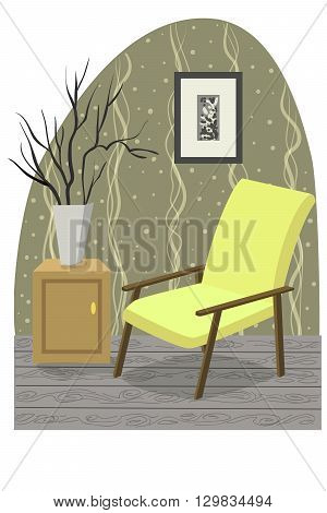 Interior design living room furniture pastel colors vector graphics flat