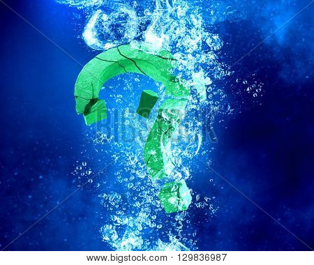 Question mark in water