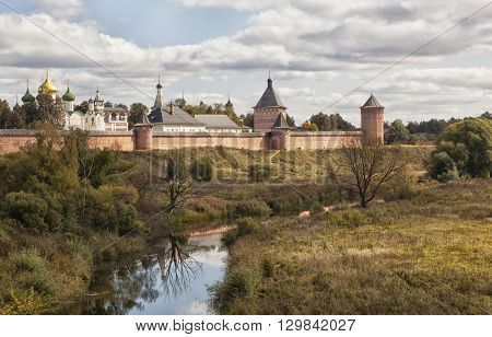 The monastery and river in Suzdal summer day