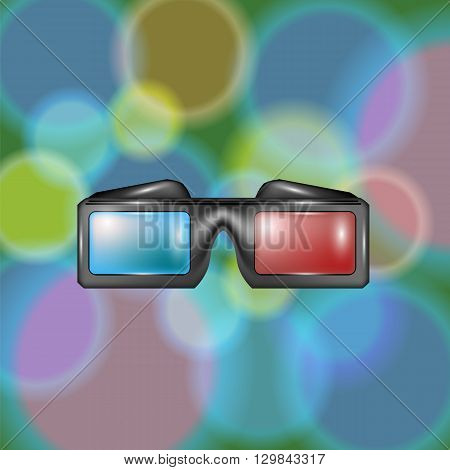 Glasses for Watching Movies on Colorful Blutted Backround