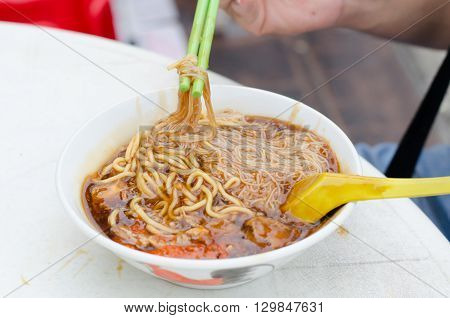 A bowl of Loh mee local food in Penang Malaysia