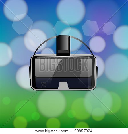 Virtual Reality Headset on Blurred Colorful Background