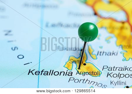 Argostoli pinned on a map of Greece
