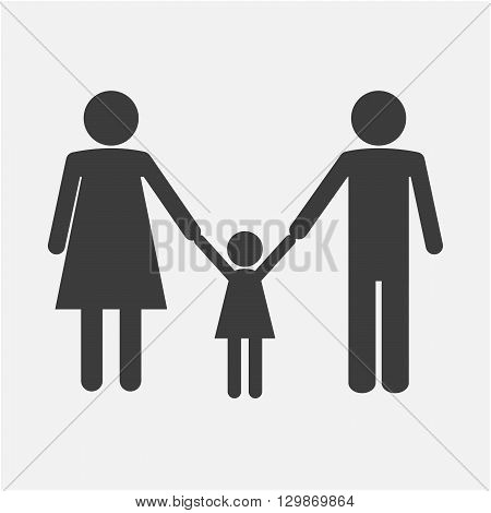 Happy family icon. Simple symbols dad, mom and child stand.