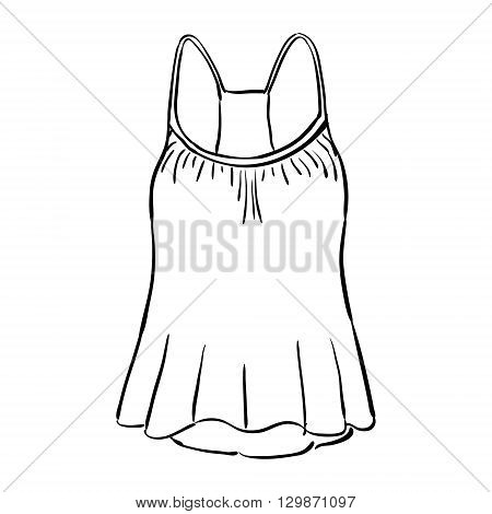 Racerback tank top sketch isolated on white background. Vector illustration.