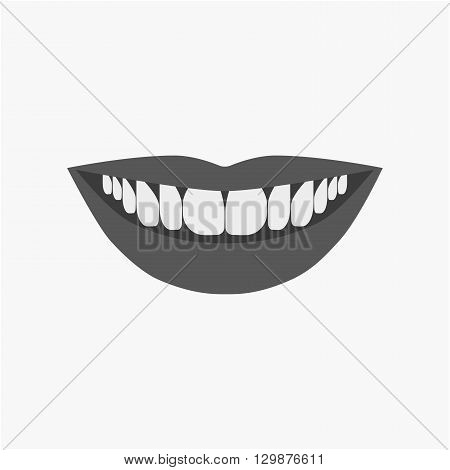 Smile with white tooth design flat. Smile icon.