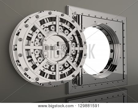 Render of the bank vault door 3D