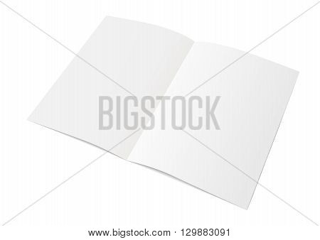 Sheet of paper folded in half. Mock Up Template. Vector illustration